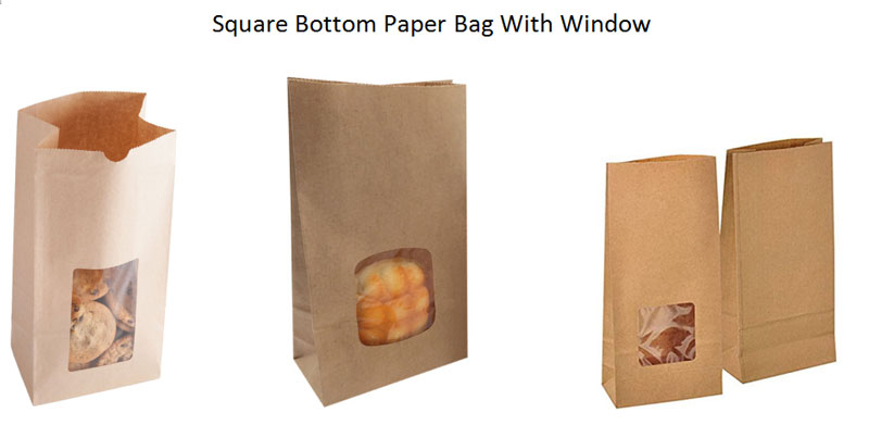 square bottom Paper Bag With plastic window Making Machine